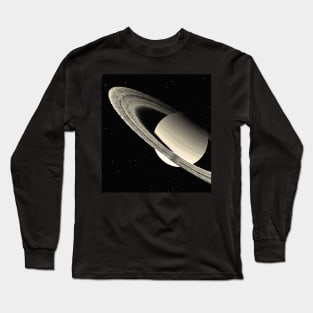 Saturn with Saturn rings in black and white Long Sleeve T-Shirt